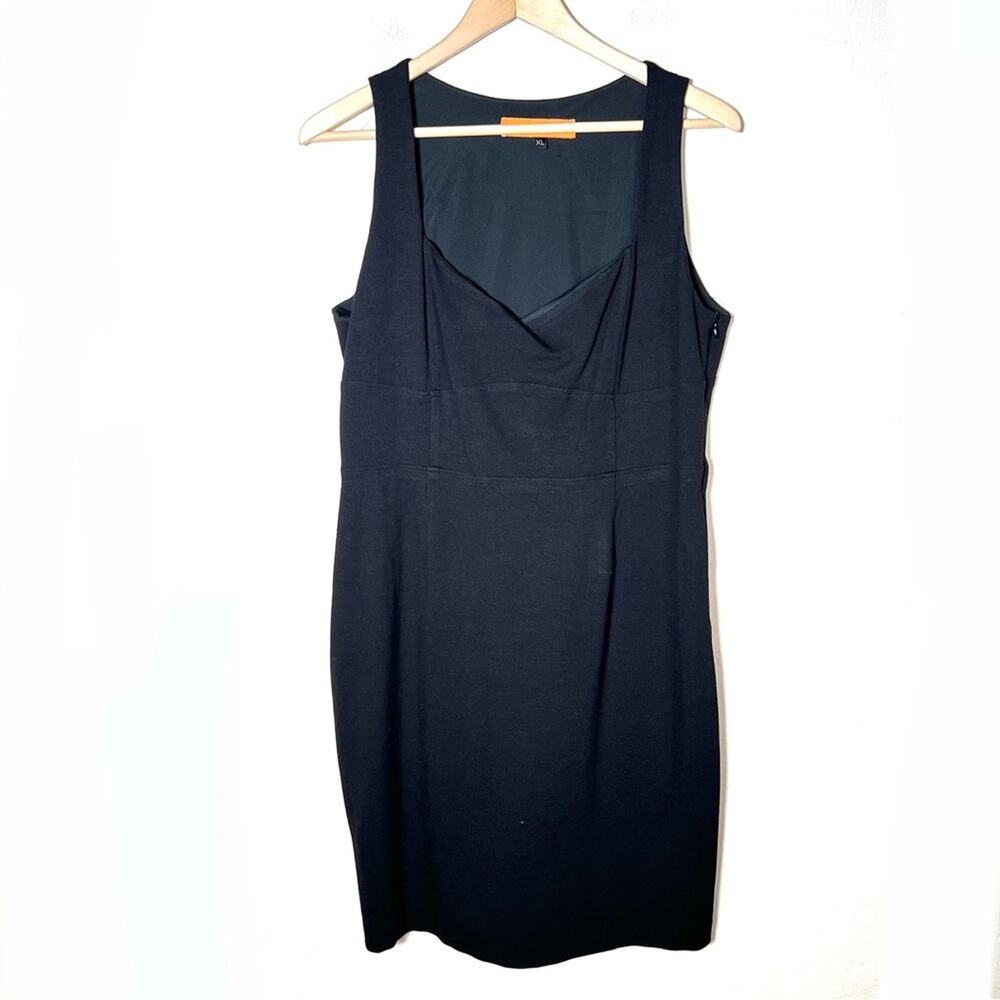 Cynthia Steffe black V-neck business casual sheath dress size XL B90